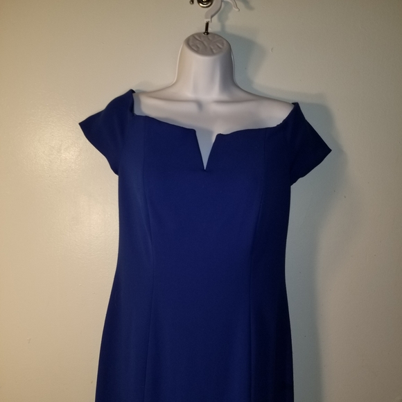 Calvin Klein Blue Off-The-Shoulder Gown - Picture 5 of 6
